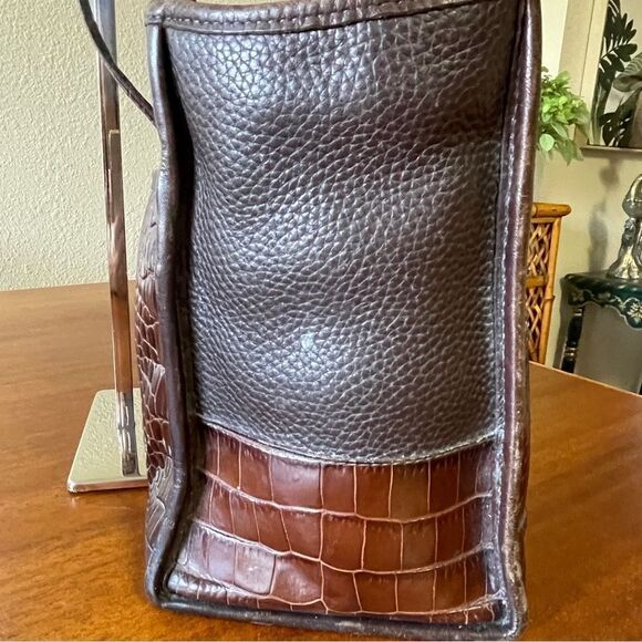 Vintage Brighton Croc Embossed Pattern Leather Shoulder Purse Brown Burgundy - Picture 4 of 15